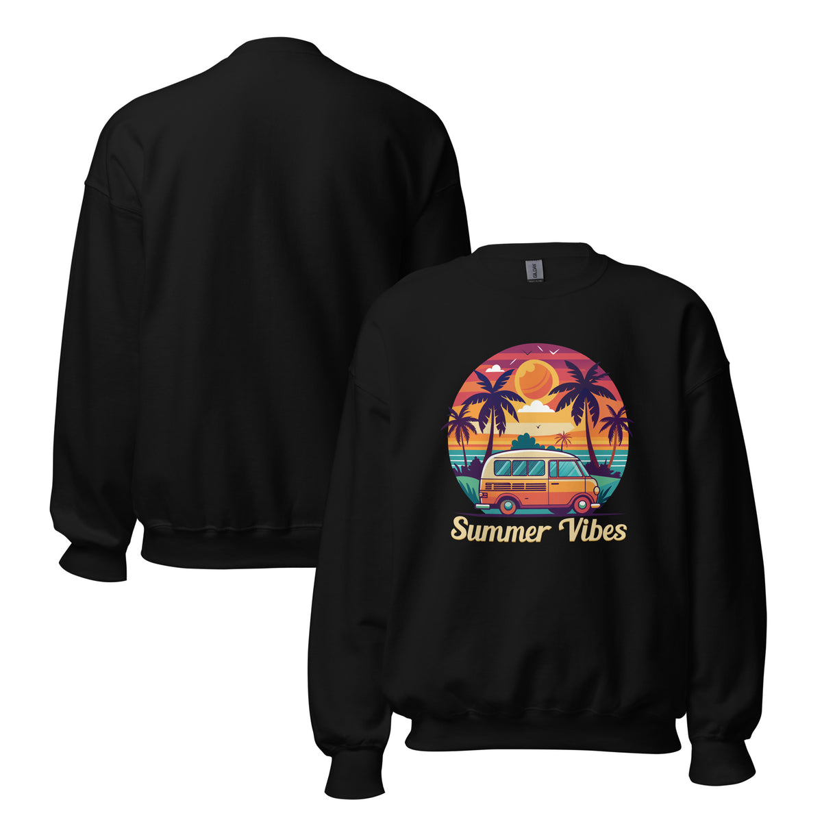 Shop the Summer Vibes Sunset Van Crewneck Sweatshirt for Casual Wear, a cozy retro-inspired layer for cool nights and laid-back days.