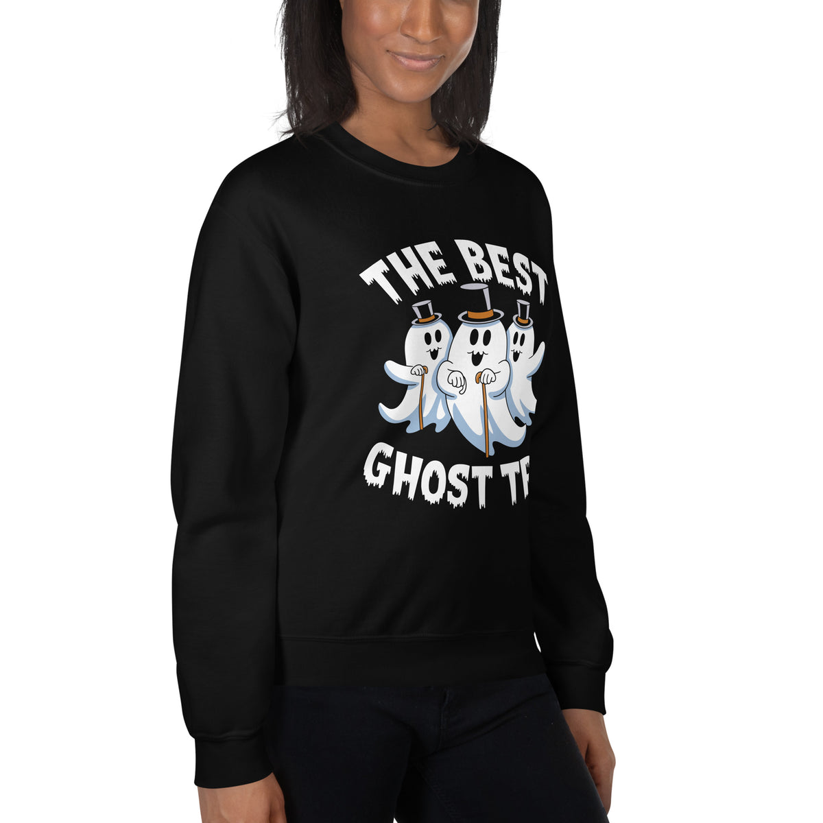Shop The Best Ghost Trio Halloween Crewneck Sweatshirt for cozy seasonal style. A playful, spooky layer for Halloween parties and fall nights.