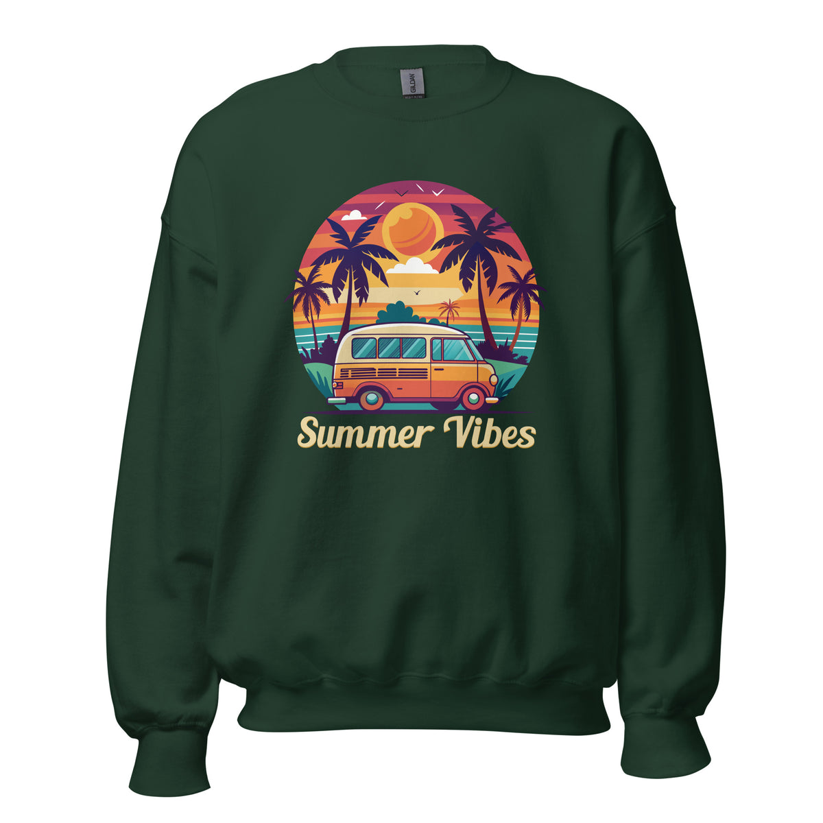 Summer Vibes Sunset Van Crewneck Sweatshirt for Casual Wear