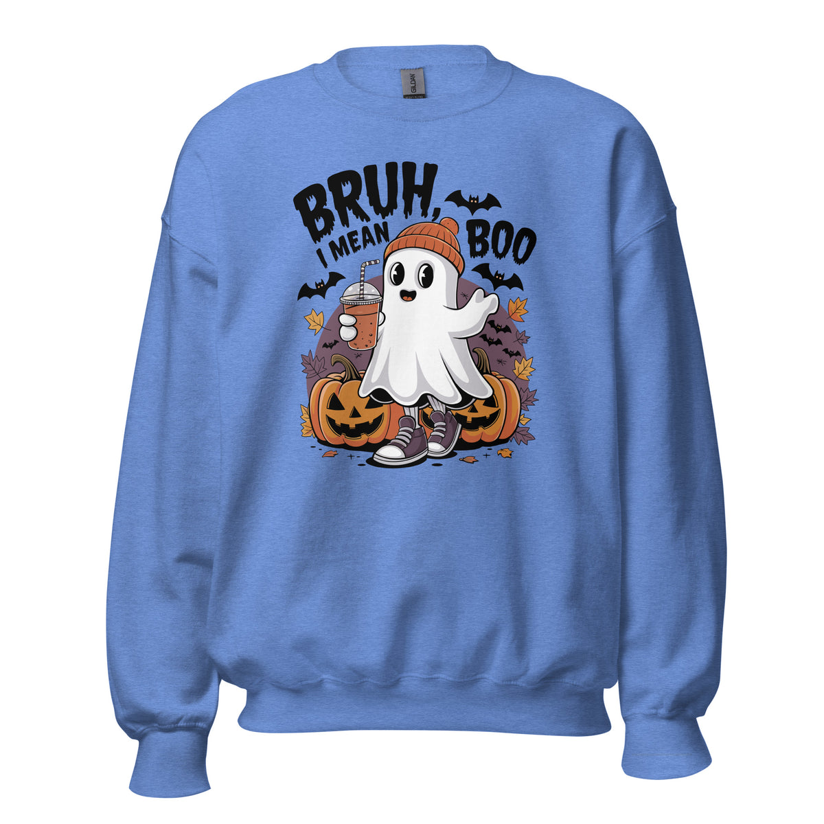Shop Funny Bruh Mean Boo Halloween Ghost Crewneck Sweatshirt Festive Wear for Sale