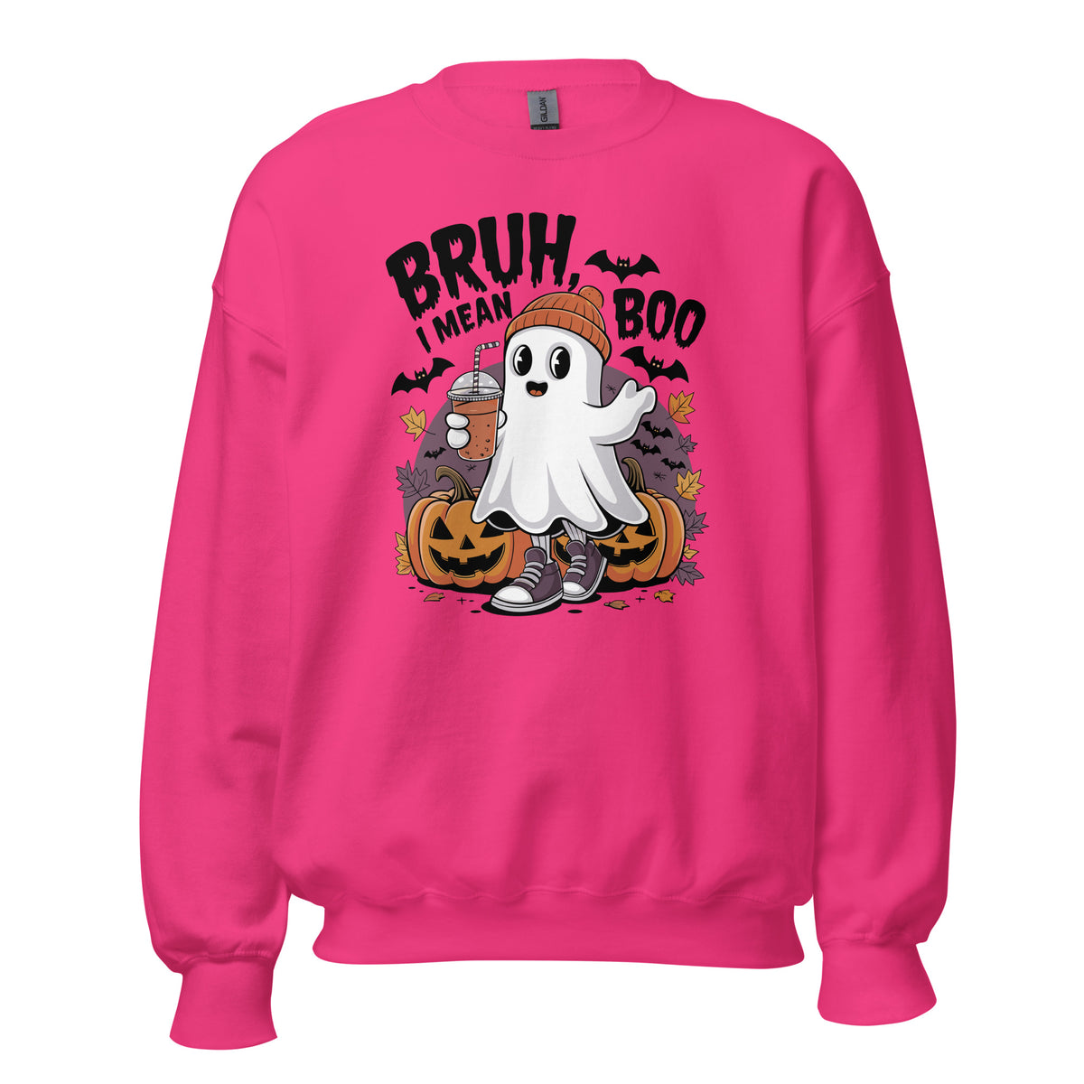 Shop the Bruh Mean Boo Halloween Ghost Sweatshirt for a funny, cozy seasonal look. Perfect for spooky parties, trick-or-treating, and fall fun.
