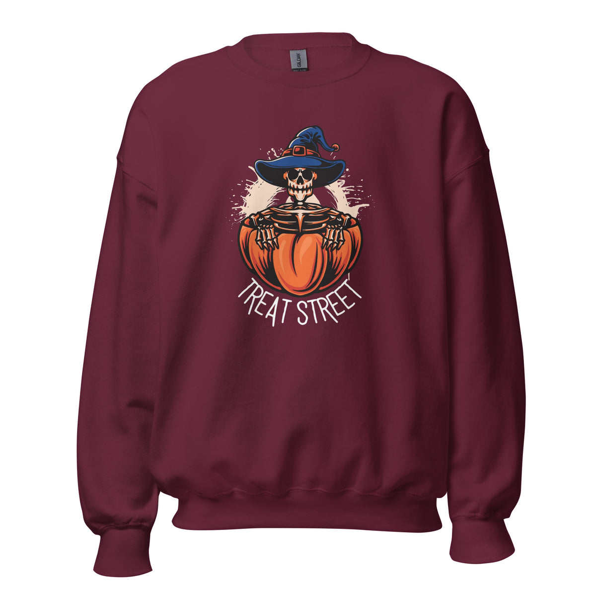 Celebrate spooky season in the Treat Street Halloween Skull Crewneck Sweatshirt, a comfortable choice for haunted fun and fall days.