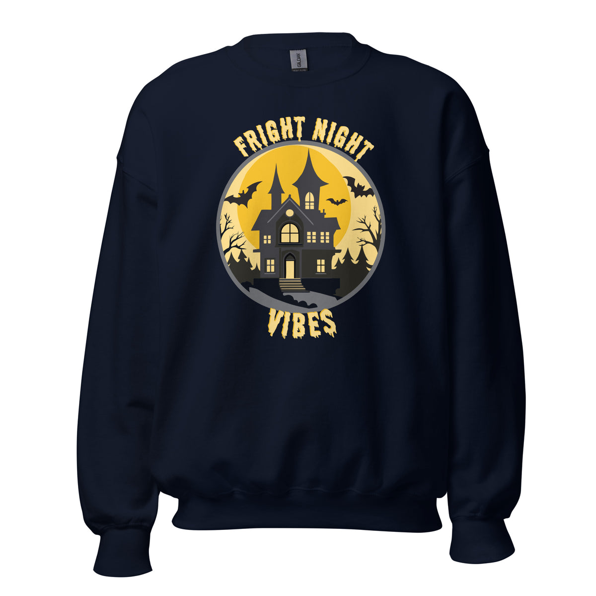 Embrace spooky season in our Fright Night Vibes Halloween Crewneck Sweatshirt, designed for cozy parties, haunted nights, and fall fun.