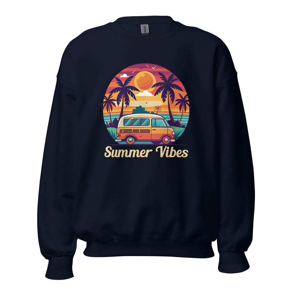 Refresh your wardrobe with the Summer Vibes Sunset Van Crewneck Sweatshirt for Casual Wear. Enjoy relaxed comfort and a bold retro road-trip look.