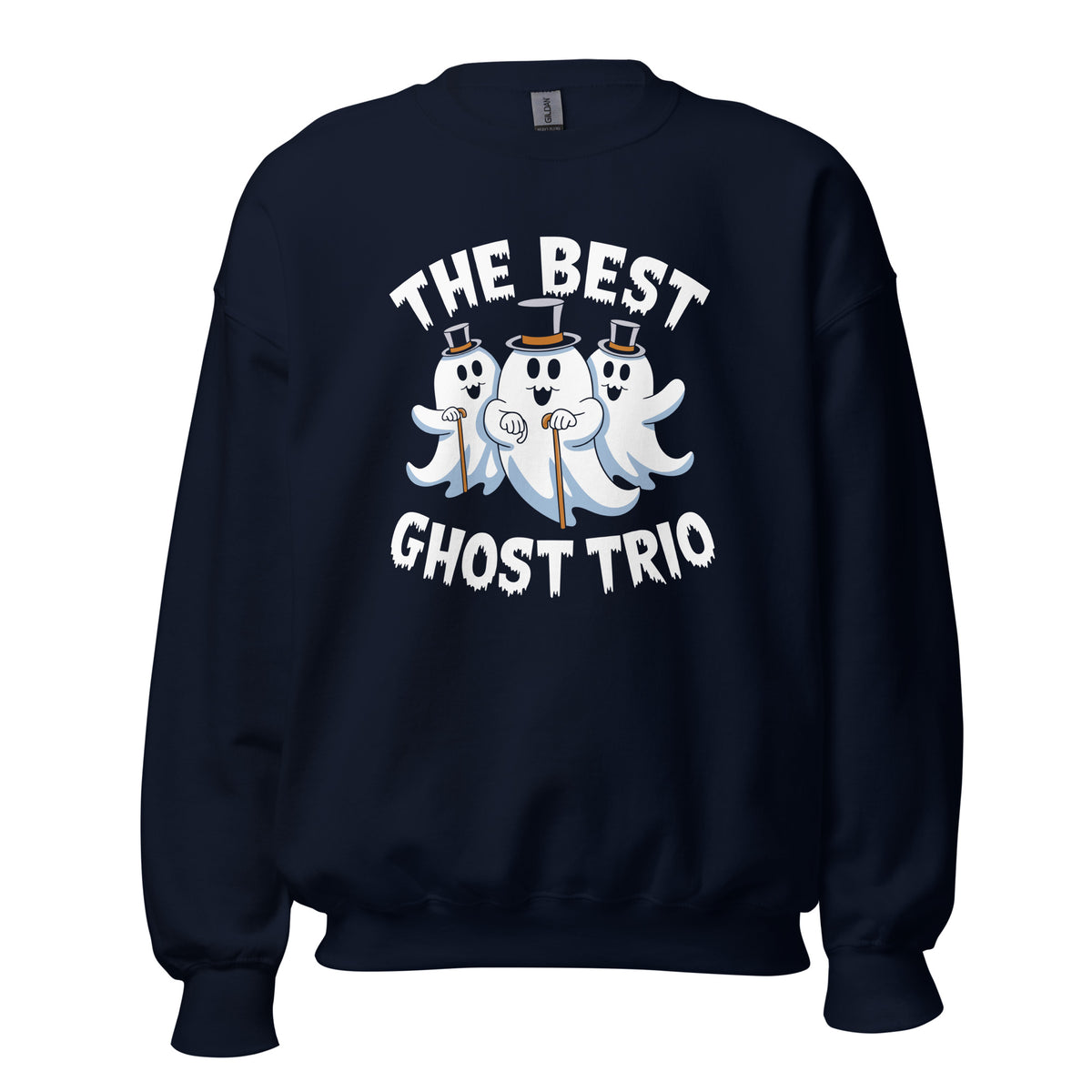 Shop The Best Ghost Trio Halloween Crewneck Sweatshirt for cozy, spooky style at fall parties, trick-or-treating, and more.