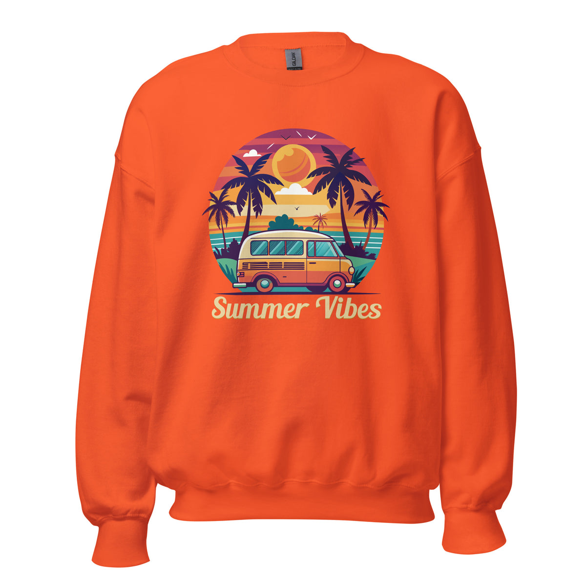 Shop Summer Vibes Sunset Van Crewneck Sweatshirt for Casual Wear, a comfortable layer with easygoing retro summer appeal.