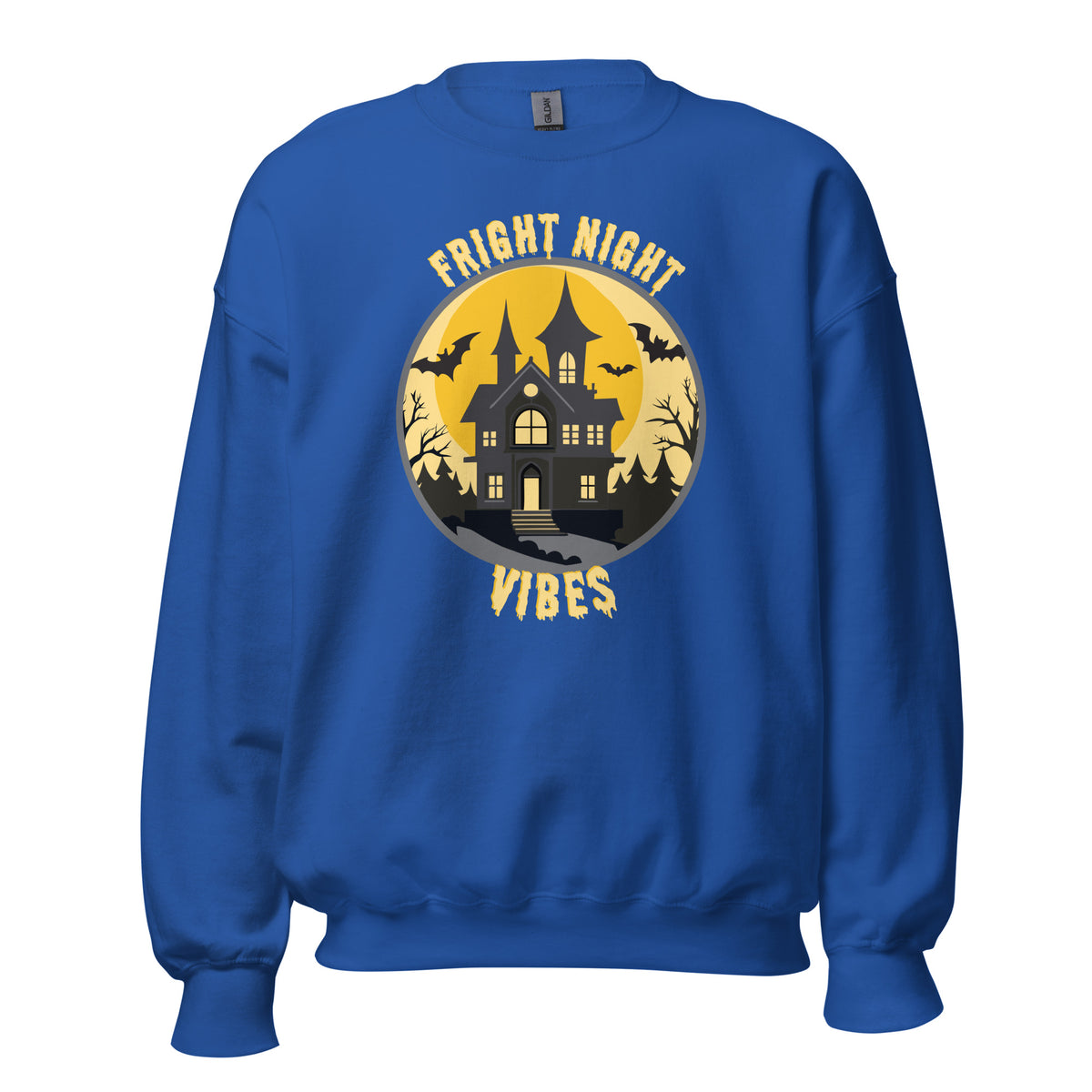 Celebrate spooky season in the Fright Night Vibes Halloween Crewneck Sweatshirt—perfect for haunted outings, movie marathons, and fall fun.