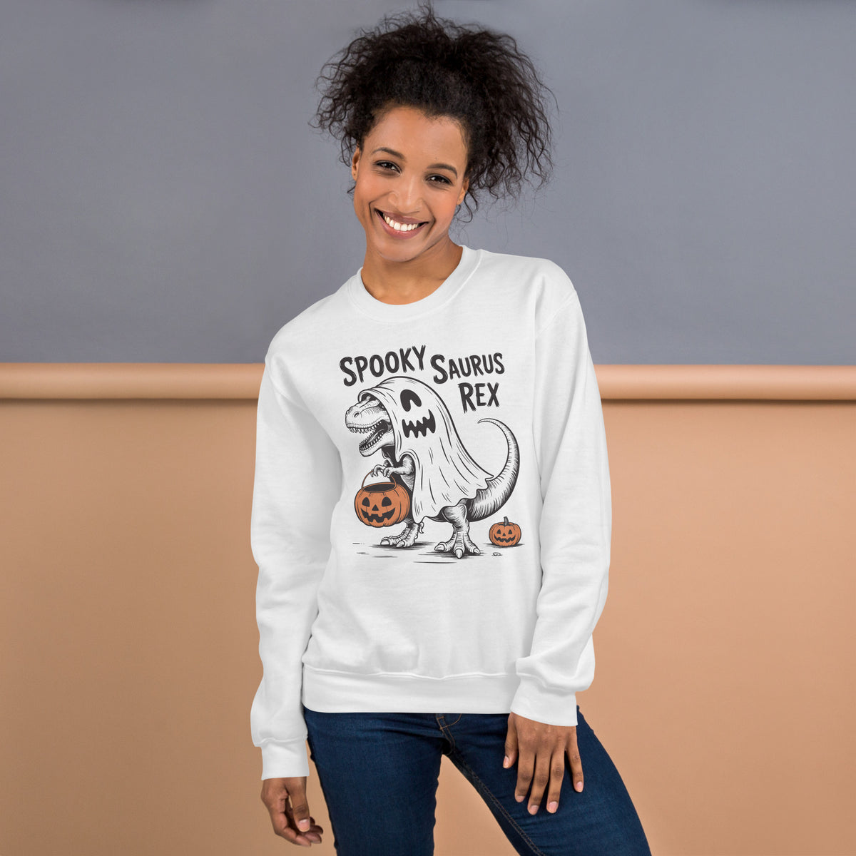 Make every fall event more fun with the Spooky Saurus Rex Dinosaur Ghost Sweatshirt for Festive Wear—perfect for cozy Halloween style.
