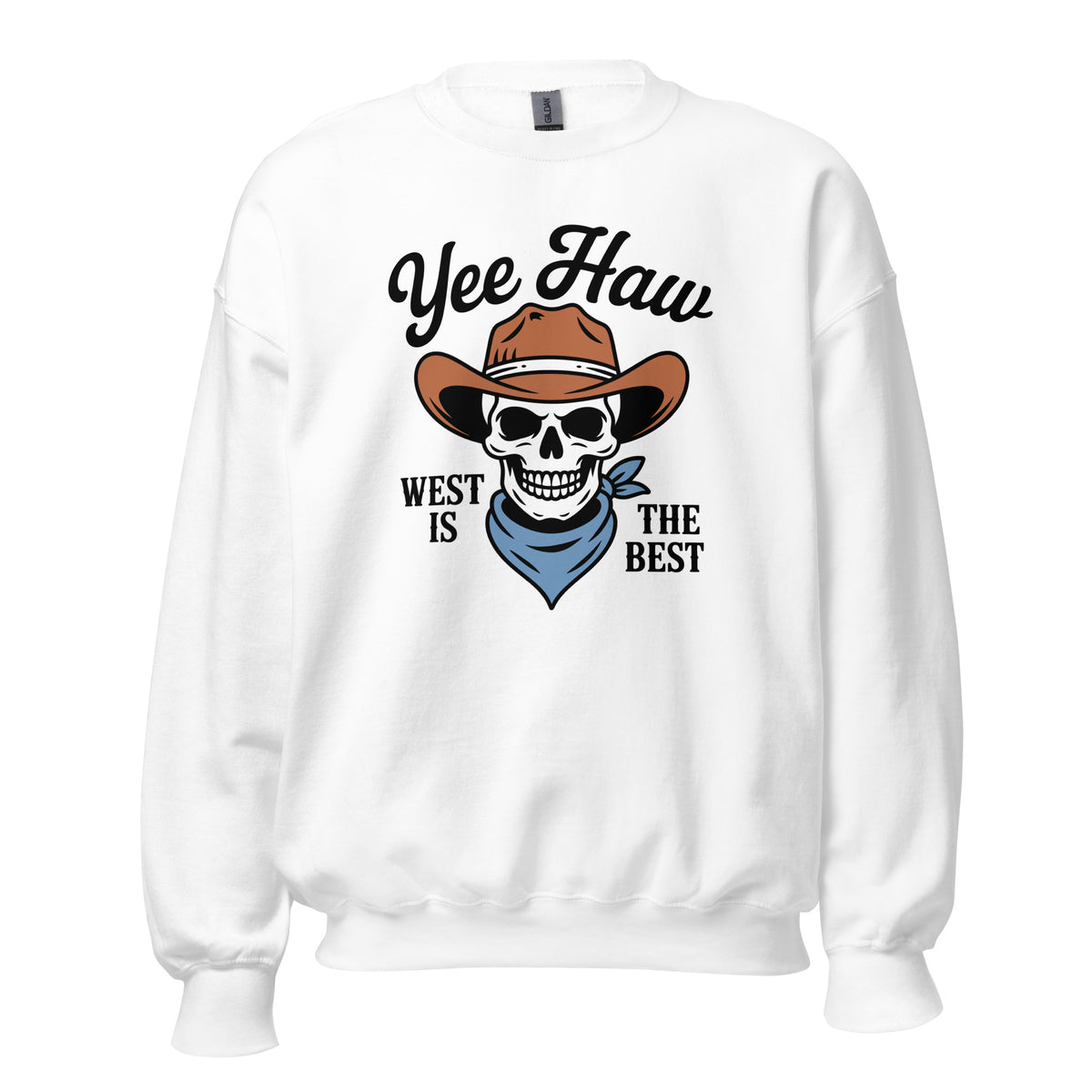 Funny Yee Haw West Is the Best Cowboy Skull Sweatshirt Casual Wear brings rugged cowboy flair to your wardrobe with a bold graphic and cozy feel.