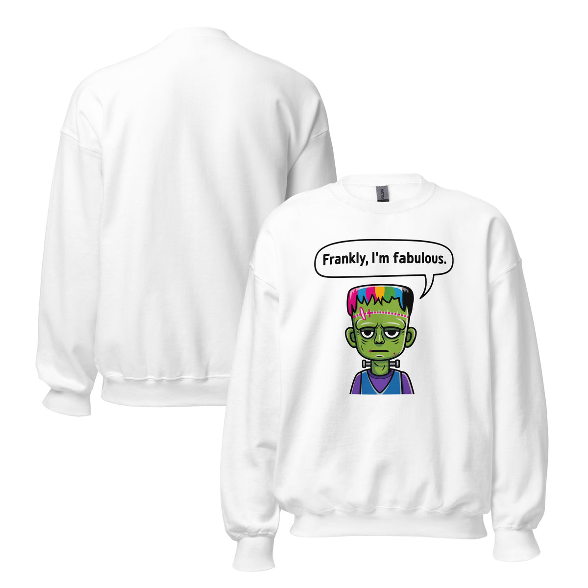 Buy Frankly, I'm Fabulous: Frankenstein Sweatshirt Casual Wear for Sale, blending cozy comfort and iconic monster flair.