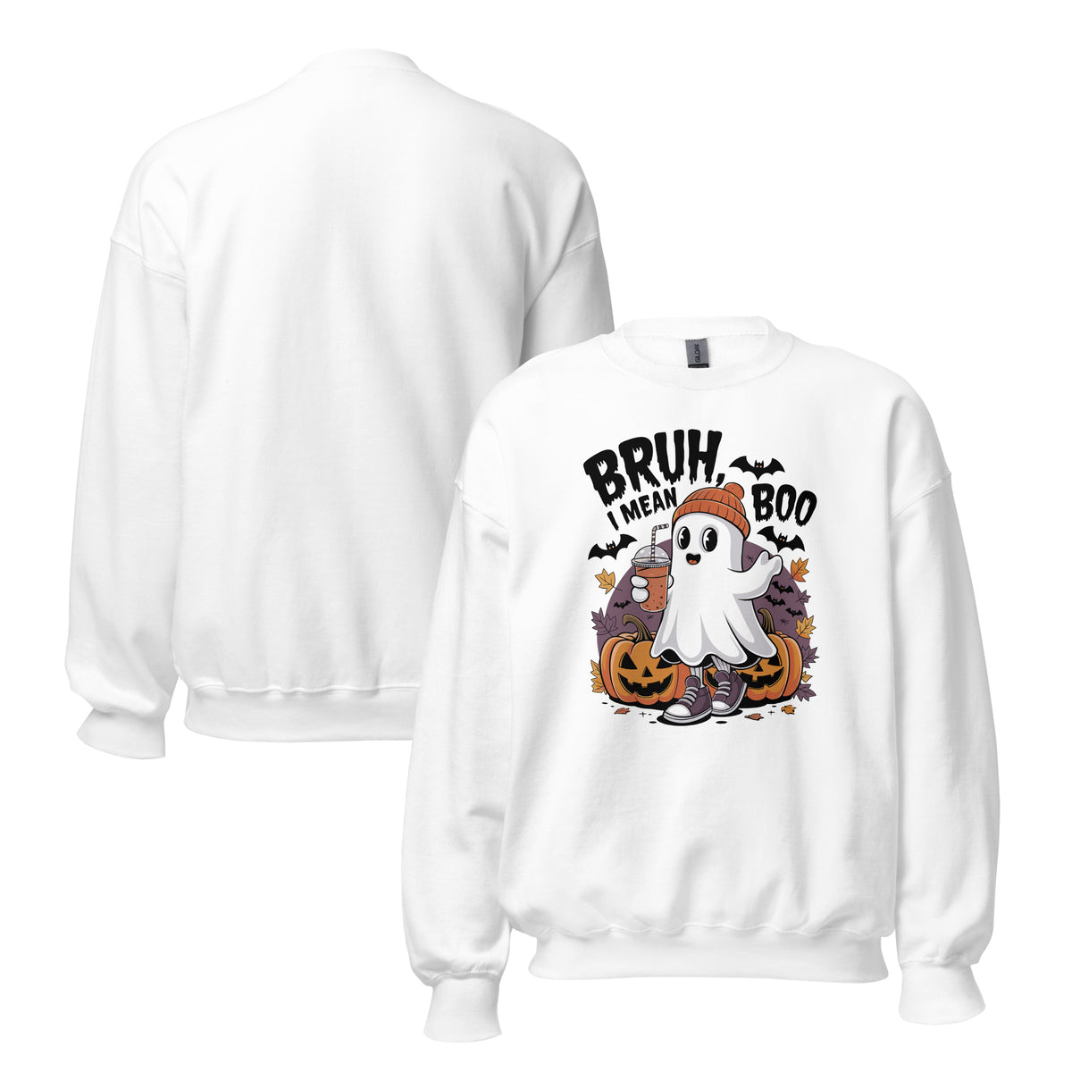 Make Halloween extra fun in the Bruh Mean Boo Halloween Ghost Sweatshirt, featuring a playful ghost vibe perfect for chilly autumn days.