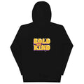 A black pullover hoodie shown from the back, featuring a retro-style graphic print in the center that reads 'BOLD but KIND' in yellow and purple bubble letters with small white star accents. Casual Bold But Kind Zip Hoodie for Daily Comfort Shop the Casual Bold But Kind Hoodie for Daily Comfort and enjoy cozy everyday layering with a confident message and easygoing appeal. Upgrade your wardrobe with the Casual Bold But Kind Hoodie for Daily Comfort—made for relaxed moments, daily errands, and standout style